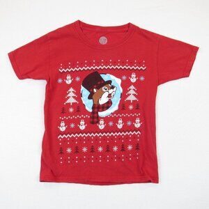 Buc-ee's Beaver Christmas Youth T-Shirt Worth Melting For Graphic Print Size YXS